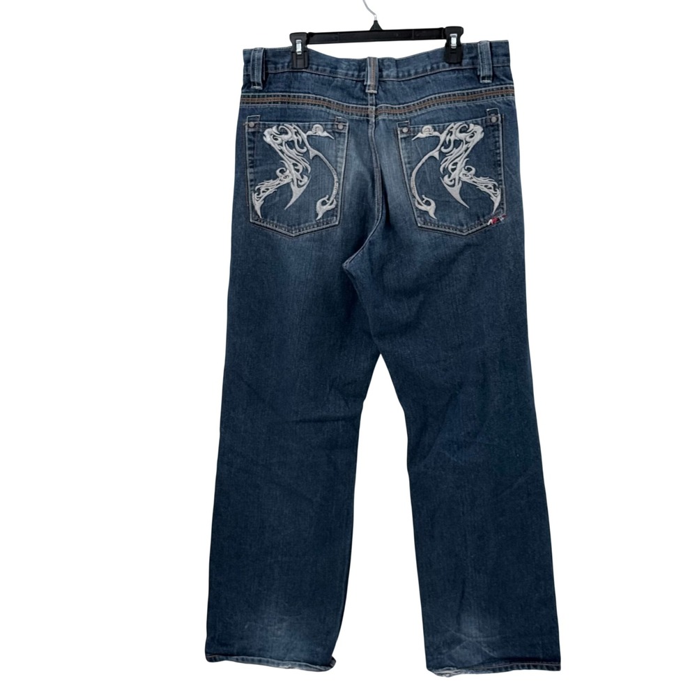 Coogi Mens Embroidered Back Pocket Jeans Blue Medium Wash Denim 38x32 Streetwear
